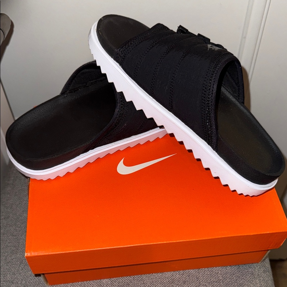 Nike Black and White Slide Sandals
